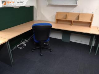 Office L-Shaped Corner Desk w/ Chair, Desktop Shelf, Foot Rest