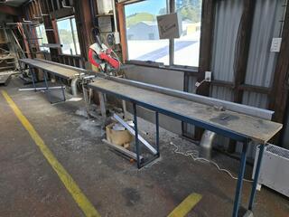 Pegic GP 350 RT cold saw with infeed and outfeed tables