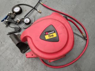 Mechpro 15m Air Hose Reel + Blower Guns & Pressure Regulstors