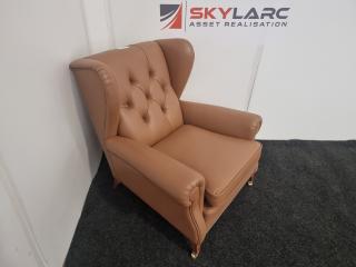 English Style Wingback Chair  - Leather (Light Brown)