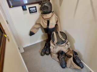 Antique Vintage Diving Suit w/ 2x Pairs Weighted Boots