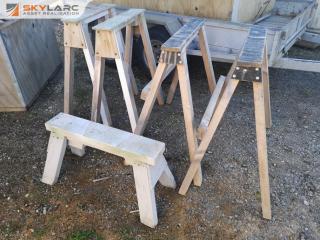 5x Assorted Wood Saw Horse Units