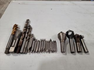 24 Assorted Milling Cutters, Rap, and Drills