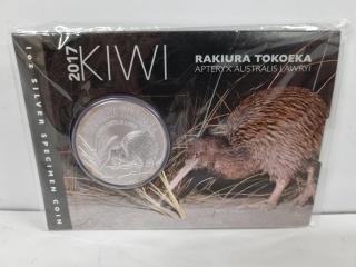 2017 Silver Specimen Kiwi Coin Rakiura Tokoeka