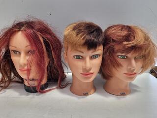3x Dateline Hairdressing Practice Mannequin Heads