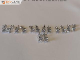 7x Pairs of Silver Stud Earrings w/ 5mm CZ White Stones