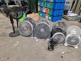 12x Assorted Portable Fans