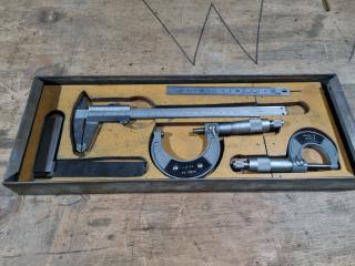 Set of Precision Engineering Measuring Tools, Calipers, Micrometers, & More