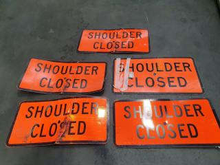 5 Aluminium Reflective Orange SHOULDER CLOSED Road Signs