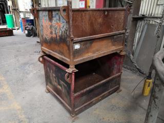 2x Heavy Steel Industrial Material Bins