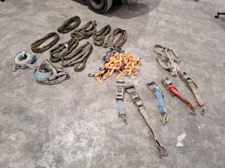 Large Assortment of Lifting Slings, Ratchet Tie Downs ETC 