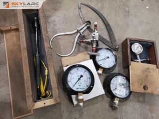 4x Pressure Scales, 1x Temperature Probe, 3-Way Valve,, 3x Calipers