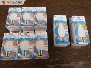 8x LED Candle & Round 6.2W & 3.4W Light Bulbs by GE, New