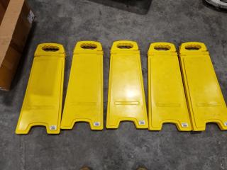 5x Blank Yellow Safety Floor Stands