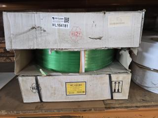 Three Rolls of Green PET Strapping 