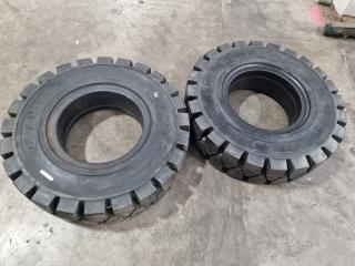2x JLZ 7.00-12 Solid Rubber Fork Truck Tyres, New