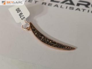 Moon Crescent Macasite Pendant | 18k Rose Gold Plated | KIRSTIN ASH