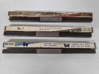3x Vintage Thread Restoring Files by Jaw Manufacturing Co