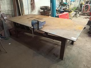 Large Steel Workshop Table with Vice