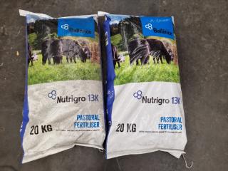 Ballance Nutrigo 13K Pastoral Fertiliser, 2x 20kg Bags