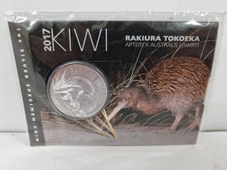 2017 Silver Specimen Kiwi Coin Rakiura Tokoeka
