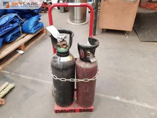 Oxygen and Acetylene Bottles on Trolley