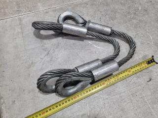 2x Steel Cable Lifting Eye Assemblies, 630mm x 16mm dia