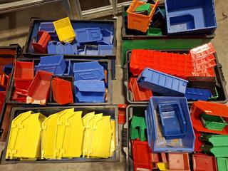 Large quantity of plastic storage bins