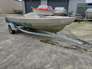 Unfinished Aluminum Boat on Trailer