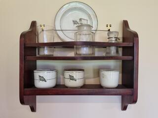 Set of Union Steamship Company Porcelean & Glassware w/ Wall Rack