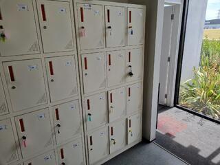 Steel 12-Door Personnel Locker Cabinet, Modern Unit