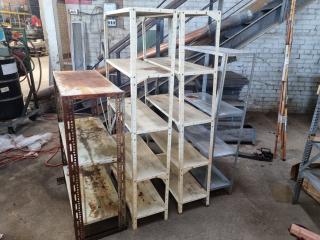 4x Light Duty Metal Workshop Shelving Units