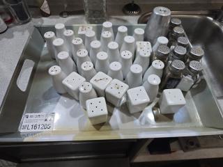 Tray of Salt and Pepper Shakers 