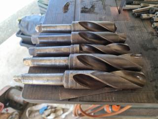 Assortment of 5 Morse Taper 4 Drill Bits