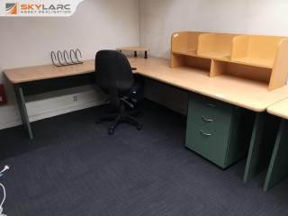 Office Workstation Desk w/ Mobile Drawer Unit, Chair & More