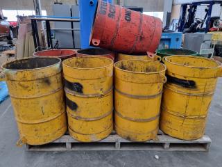 9x Steel Scrap Material Bin Barrels