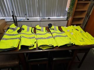 8x Fleece Lined & Unlined Flourescent Safety Vests, Size M & L, Embossed Logo