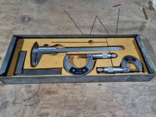 Set of Precision Engineering Measuring Tools, Calipers, Micrometers, & More