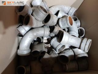 Box of Galvanised Pipe Fittings