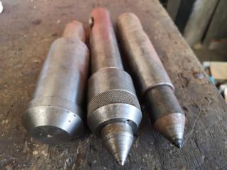 3x Assorted Lathe Live & Dead Centres