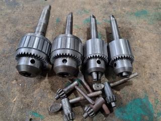 4x Jacobs Chuck Keyed Drill Chucks w/ Morse Taper Shanks