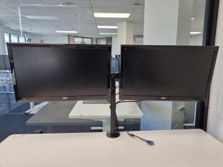 2x AOC 24" Full HD LED Monitors w/ Dual Monitor Desk Stand