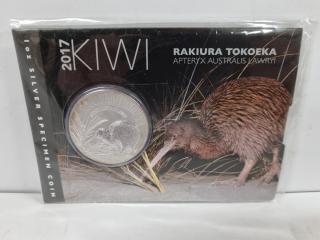 2017 Silver Specimen Kiwi Coin Rakiura Tokoeka