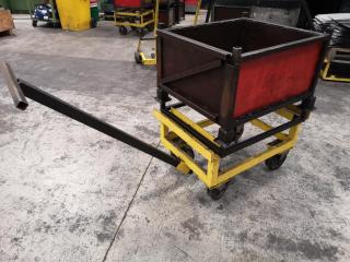 Industrial Mobile Bin Trolley w/1x Steel Material Storage Bin