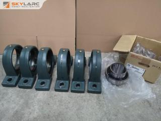 6x NSK P218 Bearing Housings + 1x NSK UC218 Bearing