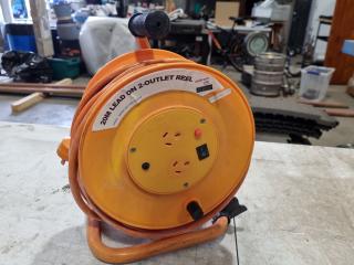 20-Metre Power Extension Lead w/ 2-Plug Outlet Reel