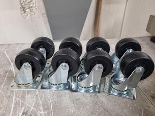 8x 60mm dia Trolley Swivel Wheel Assemblies