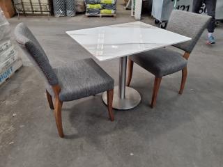 Modern Faux Marble Top Cafe Table w/ 2x Chairs