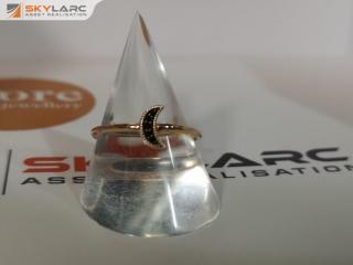 Moon Crescent Ring Black SP | 18k Rose Gold Vermeil | KIRSTIN ASH