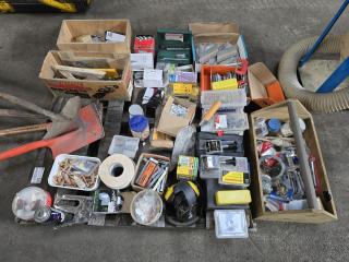 Large Pallet of Woodworking Supplies and Tools 